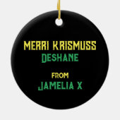 レゲエミュージックビニールレコードメリークリスマス セラミックオーナメント (裏面)