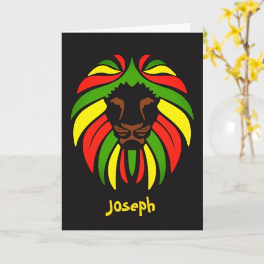 レゲエミュージックラスタカラー名前をカスタムする誕生日 カード (黄色い花)