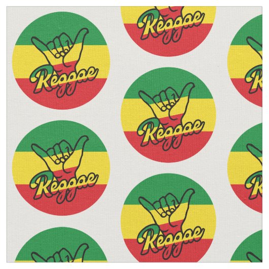 レゲエ釈迦手（レゲエの色） ファブリック (クローズアップ)