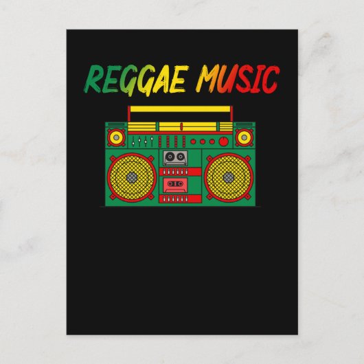 レゲエ音楽好きジャマカラフルイカカセットラジオ ポストカード (正面)