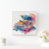 レコカラフルード スクエア壁時計 (ホーム)