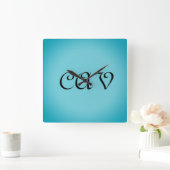 レコレタコーンフラワーブルー スクエア壁時計 (ホーム)