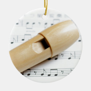 レコーダーおよび楽譜 セラミックオーナメント