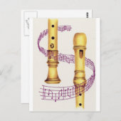 レコーダーと音楽 ポストカード (正面/裏面)