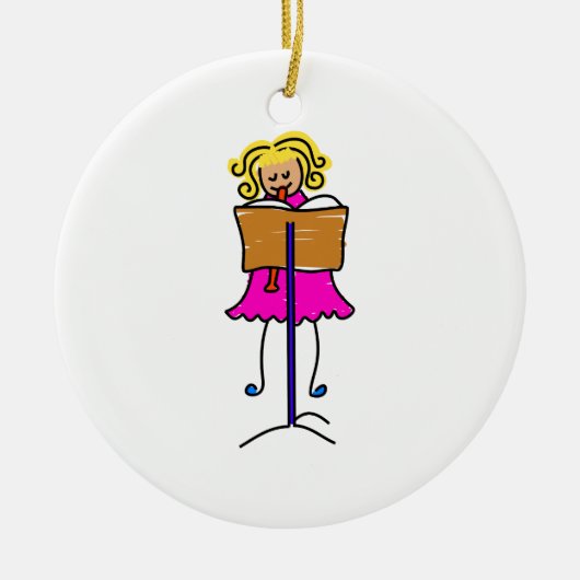 レコーダーの子供 セラミックオーナメント (正面)