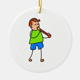レコーダーの子供 セラミックオーナメント
