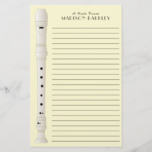 レコーダーミュージック先生ミュージシャンバンド 便箋 (正面)