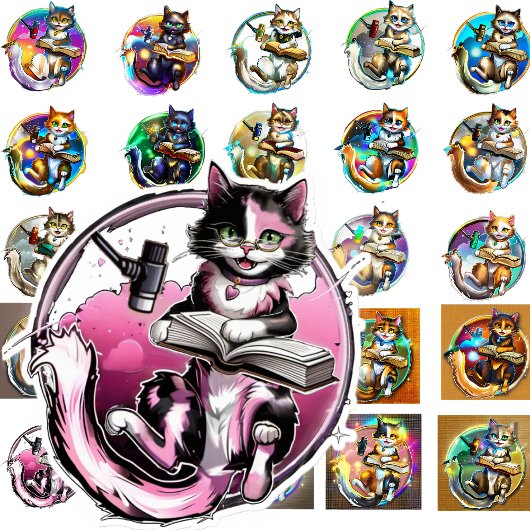 レコーディング子猫ステッカー – 25アートバリエーション シール