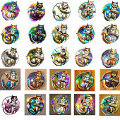 レコーディング子猫ステッカー – 25アートバリエーション シール