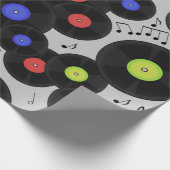 レコードとノートのシームレスなパターン。 ラッピングペーパー (角)