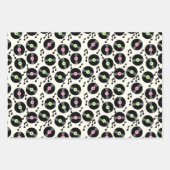 レコードと音符のパターン ラッピングペーパーシート (正面2)