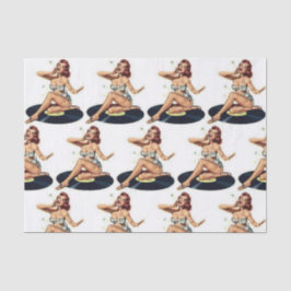 レコードに女の子をピンアップ数々のティッシュペーパー 薄葉紙