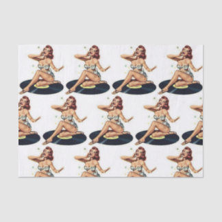 レコードに女の子をピンアップ数々のティッシュペーパー 薄葉紙