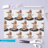 レコードに女の子をピンアップ数々のティッシュペーパー 薄葉紙 (クラフト)