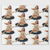 レコードに少女をピン留めする ラッピングペーパー (フラット)