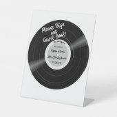 レコードのためのビニール 黒と白のゲストブック 台座サイン (正面)