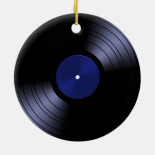 レコードのアルバム-レトロ70s 45ディスク セラミックオーナメント