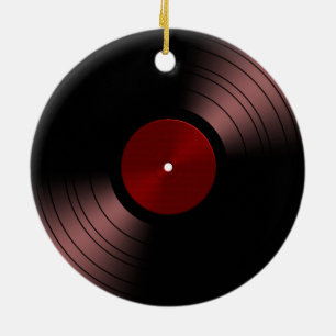 レコードのアルバム-レトロ70s 45ディスク セラミックオーナメント