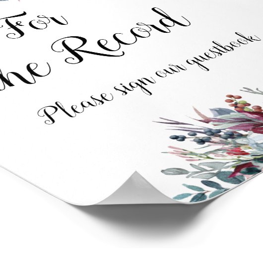 レコードのゲストブックのサインのためのブルーブルゴーニュフローラ ポスター (角)