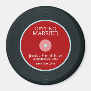 レコードの結婚式の保存日付 マグネット