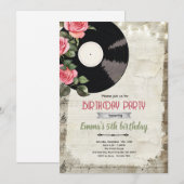 レコードの誕生日招待状 招待状 (正面/裏面)