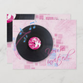 レコードアルバムオンピンクダンスパーティの招待状 招待状 (正面/裏面)
