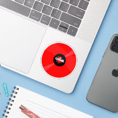 レコードアルバム 赤 シール (ノートパソコンとiPhone)