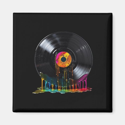 レコードカラフルレトロヴィンテージレコードT マグネット (正面)