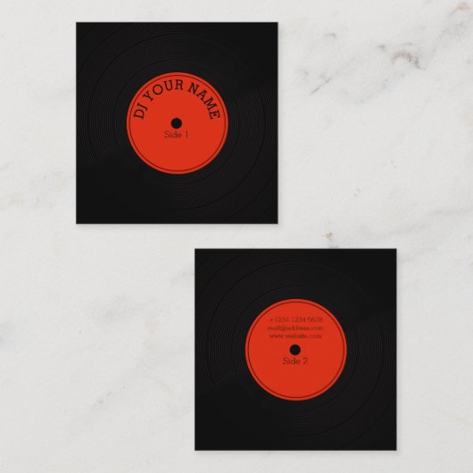 レコードプレートビニールミュージカルカバー スクエア名刺 (正面/裏面)