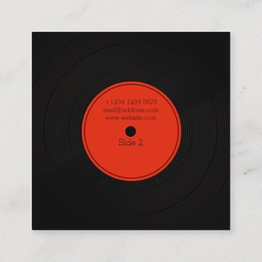 レコードプレートビニールミュージカルカバー スクエア名刺 (裏面)