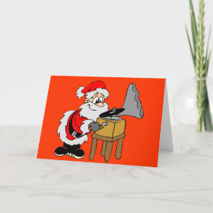 レコードプレーヤのサンタのクリスマス シーズンカード
