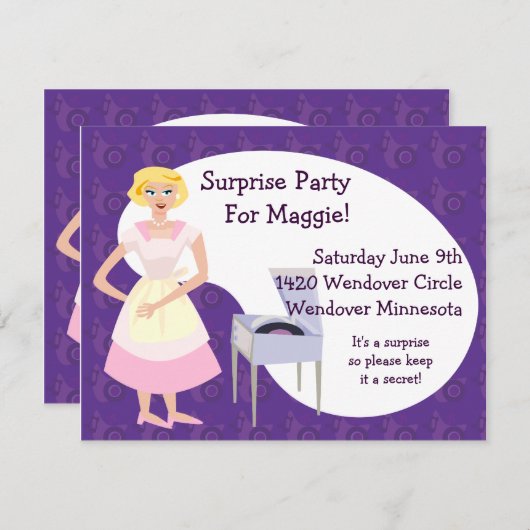 レコードプレーヤーのパーティー 招待状 (正面/裏面)