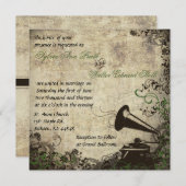 レコードプレーヤーのヴィンテージの結婚式招待状 招待状 (正面/裏面)