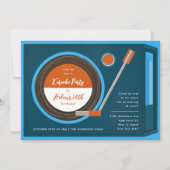 レコードプレーヤーの音楽の誕生日パーティー 招待状 (正面)