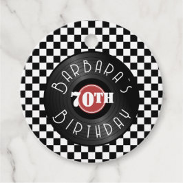 レコードプレーヤーロックンロールテーマの誕生日パーティー フェイバータグ