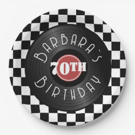レコードプレーヤーロックンロールテーマの誕生日パーティー ペーパープレート
