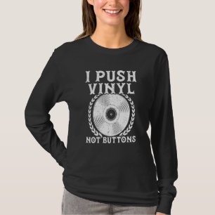 レコードプレーヤー レトロ音楽 ボタンではなくレコードを回す Tシャツ