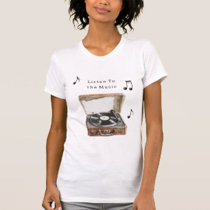 レコードプレーヤー 音符 Tシャツ