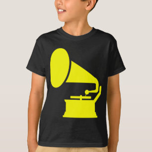 レコードプレーヤー-黄色 Tシャツ
