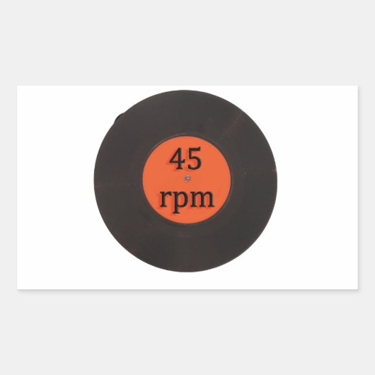 レコードヴィンテージ45 rpm 7イン独身のチ 長方形シール (正面)