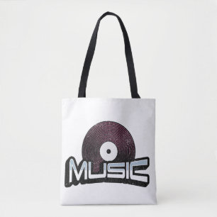 レコード付き音楽文字 トートバッグ