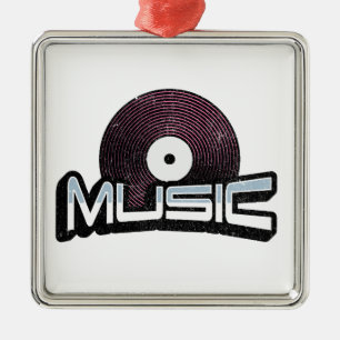 レコード付き音楽文字 メタルオーナメント