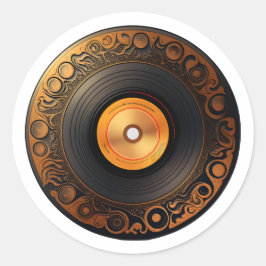 レコード店クール日ビニールレコード音楽ファン ラウンドシール