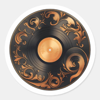 レコード店クール日ビニールレコード音楽ファン ラウンドシール