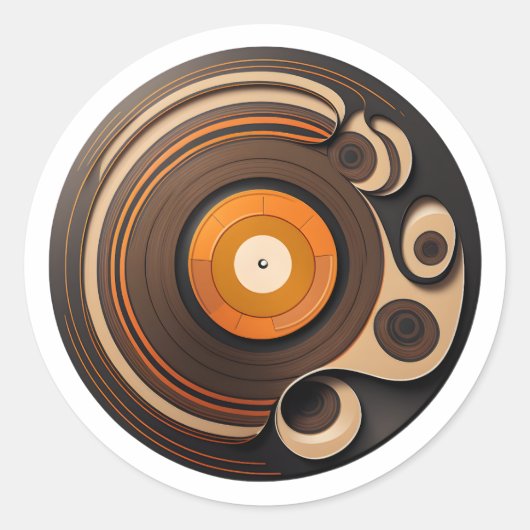 レコード店舗日クールレトロビニールレコード ラウンドシール (正面)