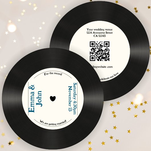 レコード音楽のクラシックレトロ結婚 招待状