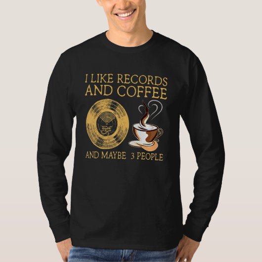 レコード音楽ディスクコーヒーアパレル Tシャツ (正面)
