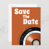 レコード70年代のレトロなテラコッタ焼きオレンジ 案内ポストカード (正面/裏面)