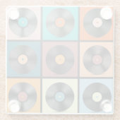 レコード：レトロLPセット。 ガラスコースター (裏面)