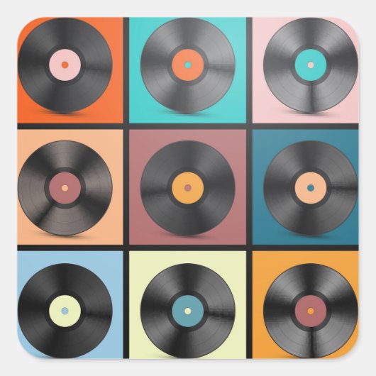 レコード：レトロLPセット。 スクエアシール (正面)